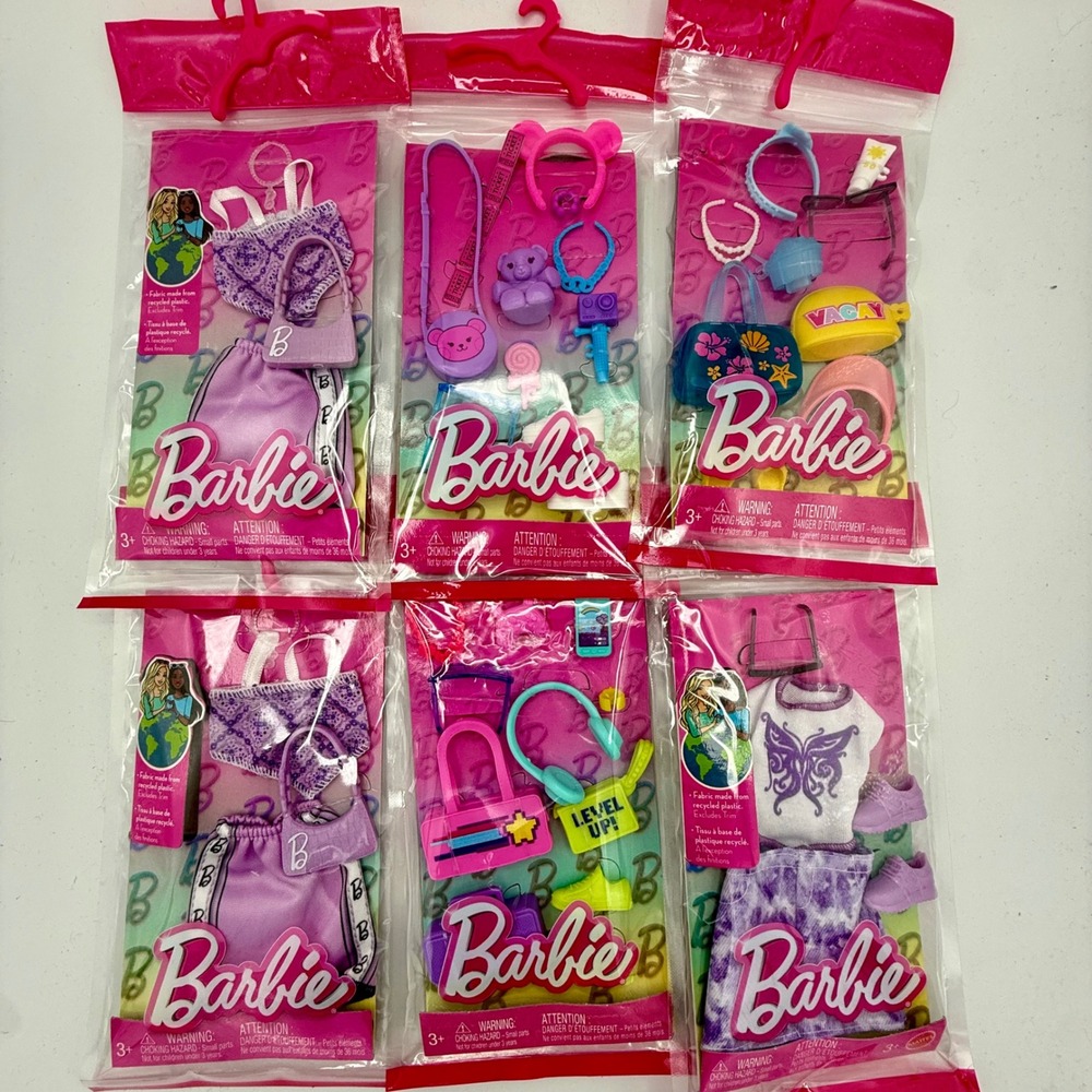 Mattel Barbie Doll Clothing & Accessories Lot Of 6. NEW 5 Different Styles